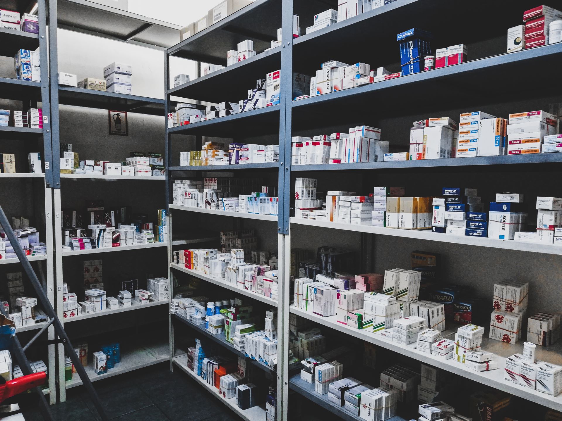 pharmacy shelves